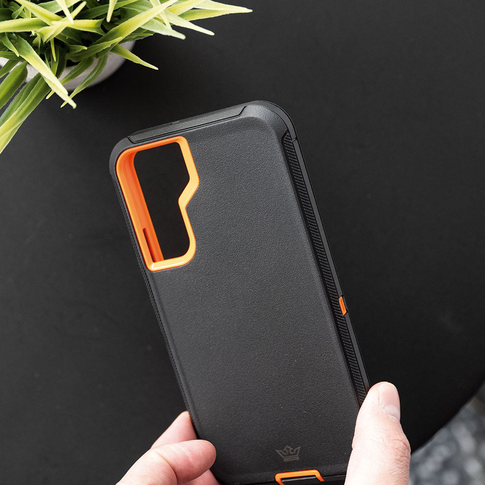 Estuche proteccion el rey defender samsung s22 plus color negro / naranja