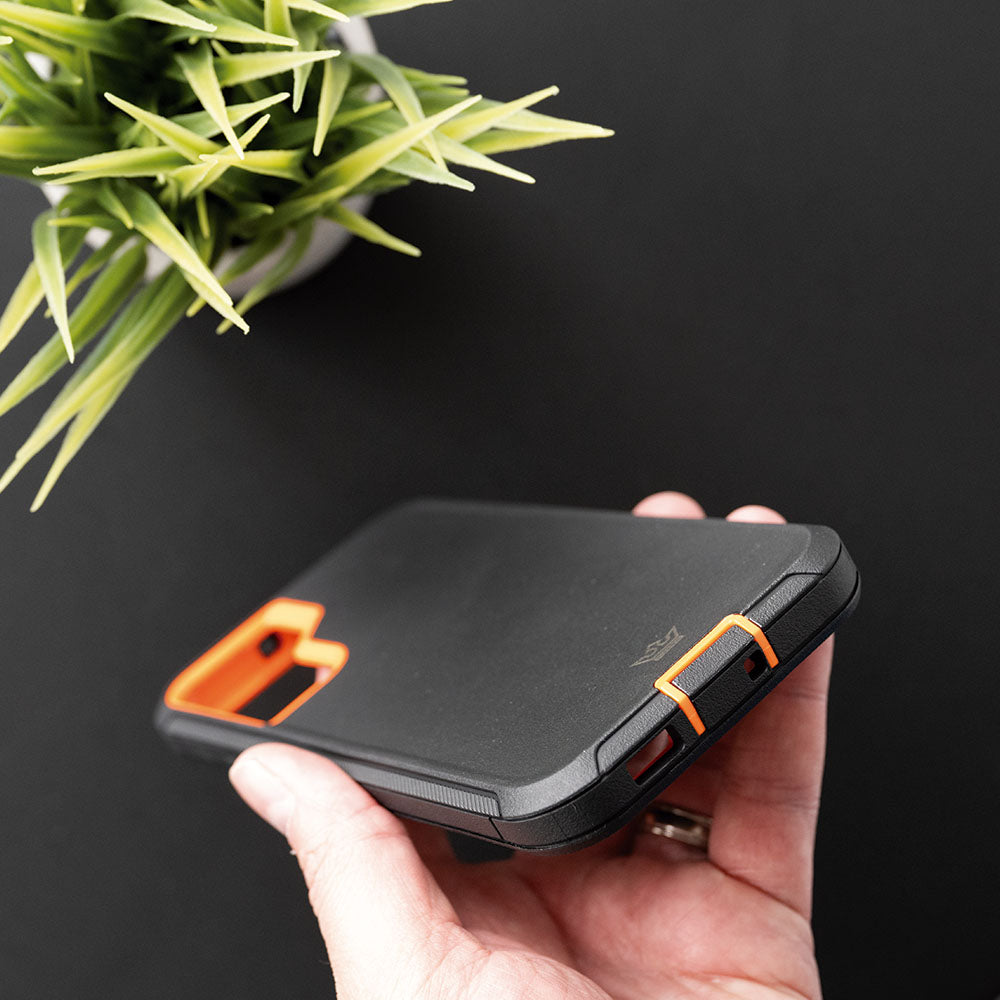 Estuche proteccion el rey defender samsung s22 plus color negro / naranja