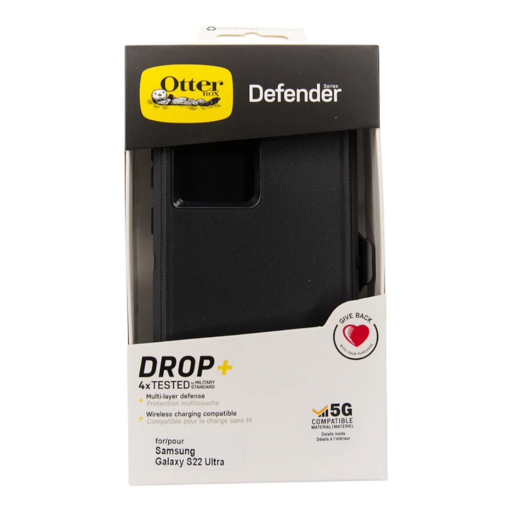 Estuche otterbox defender con clip color negro modelo  samsung s22 ultra