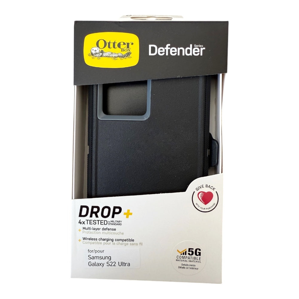 Estuche otterbox defender con clip color negro / gris modelo  samsung s22 ultra
