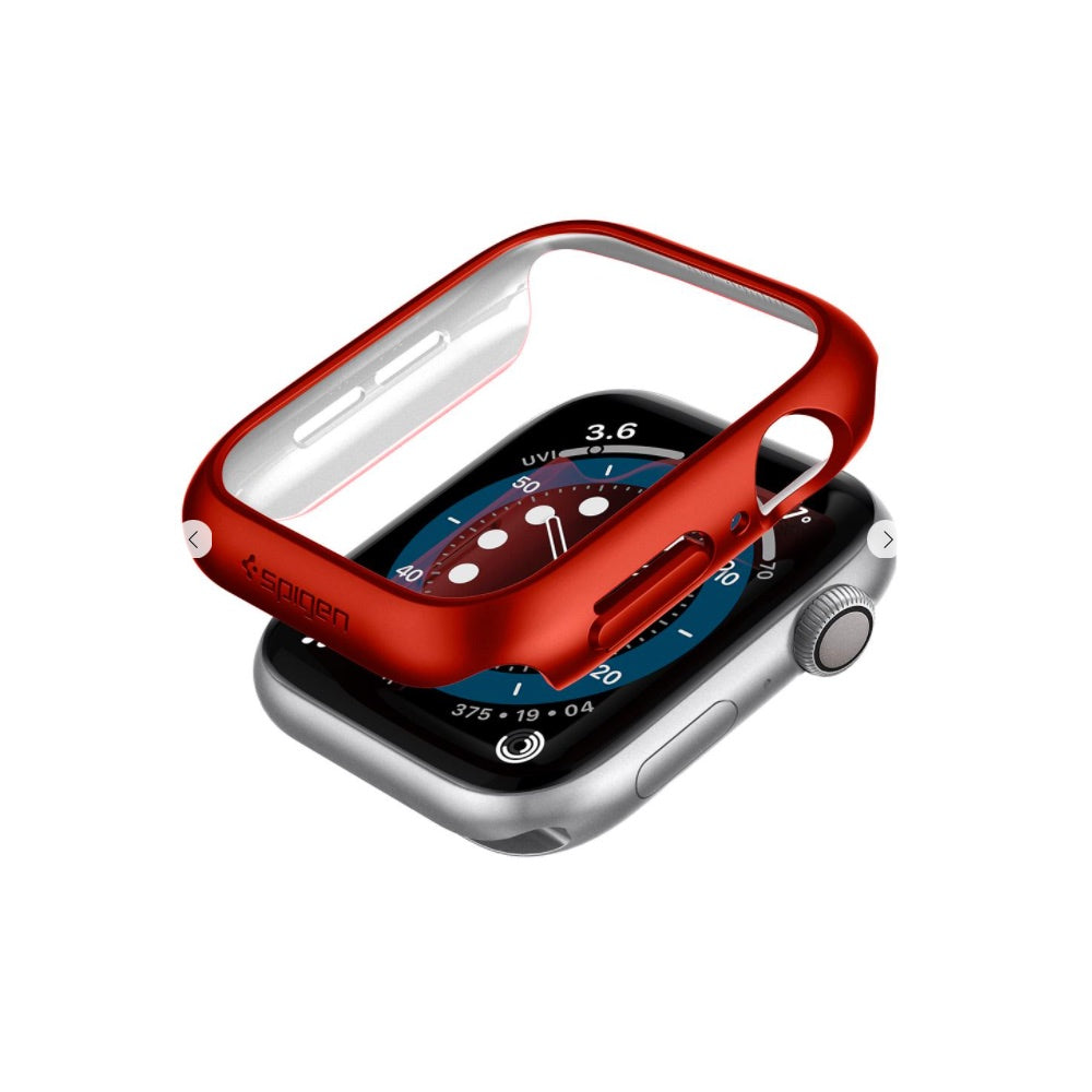 Estuche watch bumper spigen think fit apple 44 / 45 mm color rojo