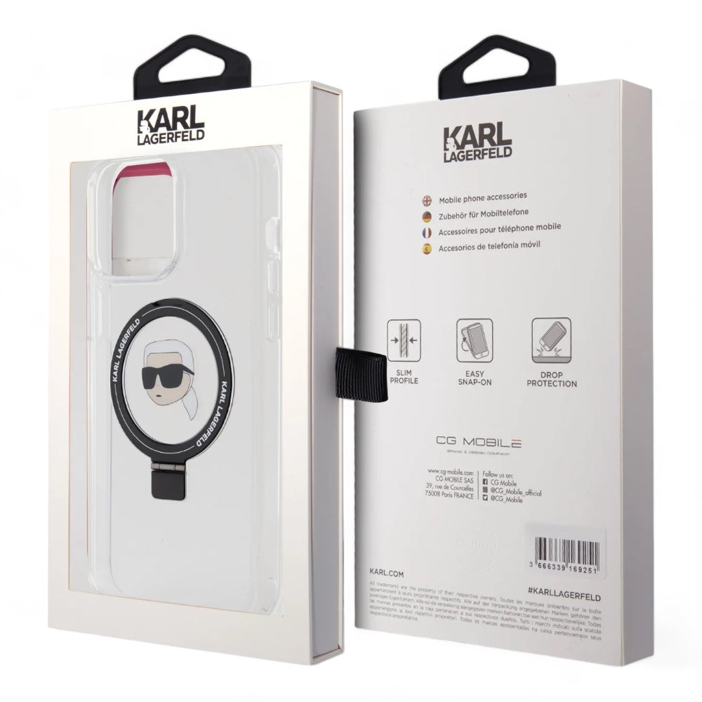 Estuche Karl Lagerfeld MagSafe Iphone 15 Pro PC TPU Transparente Con Ring Stand  Shop name